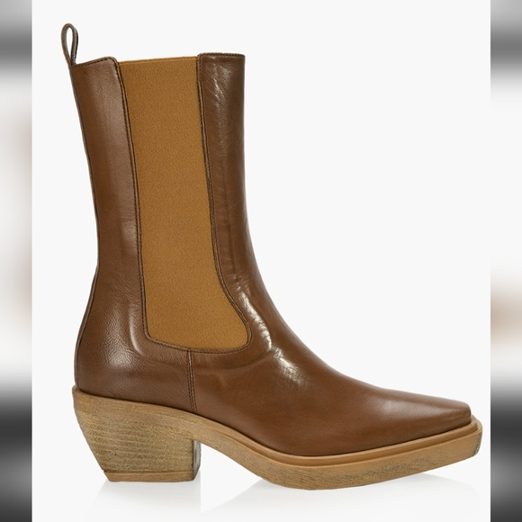 Leather Western Mimosa Go West Brown Italian Leather boots EU Sz 40 US 10B - Picture 4 of 13